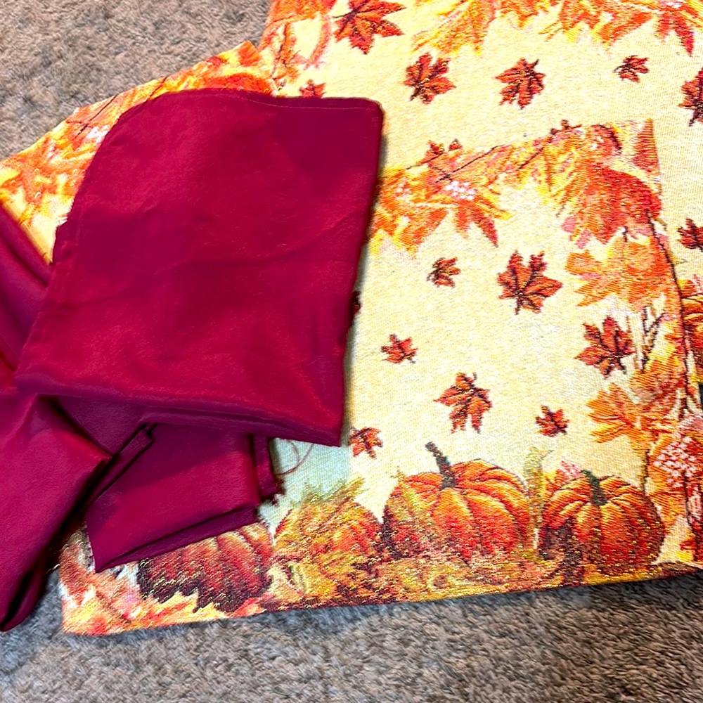 Autumn Leaves and Pumpkins set of 4 and  Napkins